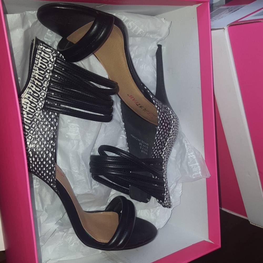 Black and white heels